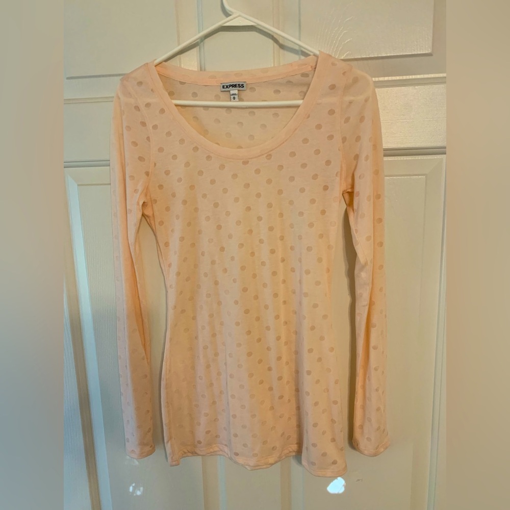 Express Long Sleeve Polka Dot Burnout Tee Size M